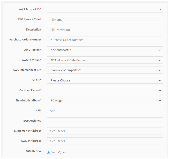 dashboard aws dx detail