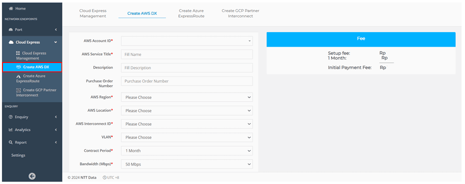 dashboard create aws dx