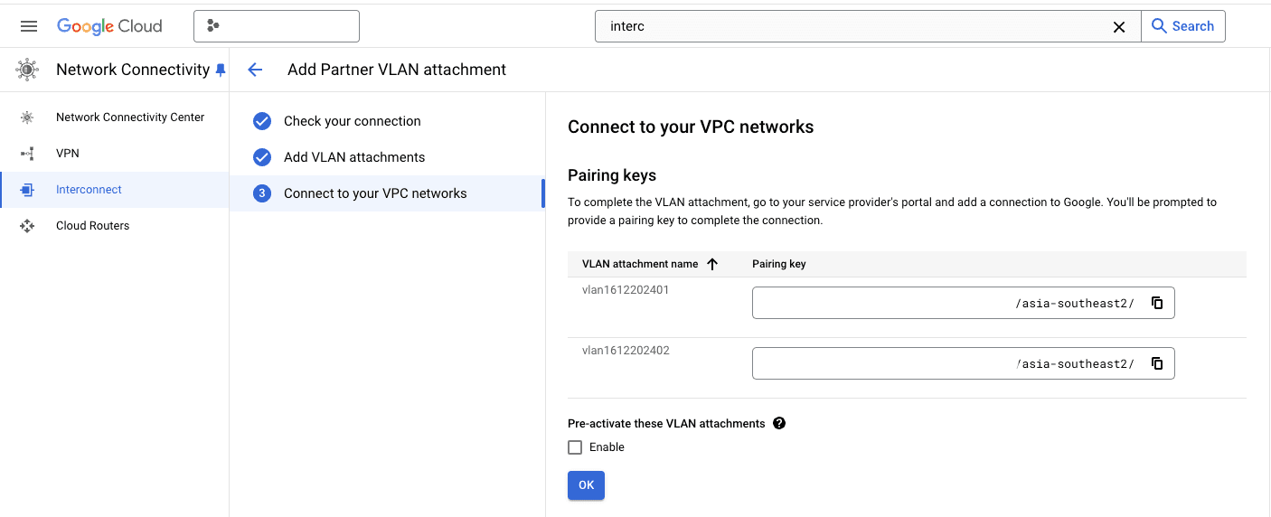 dashboard gcp vlan